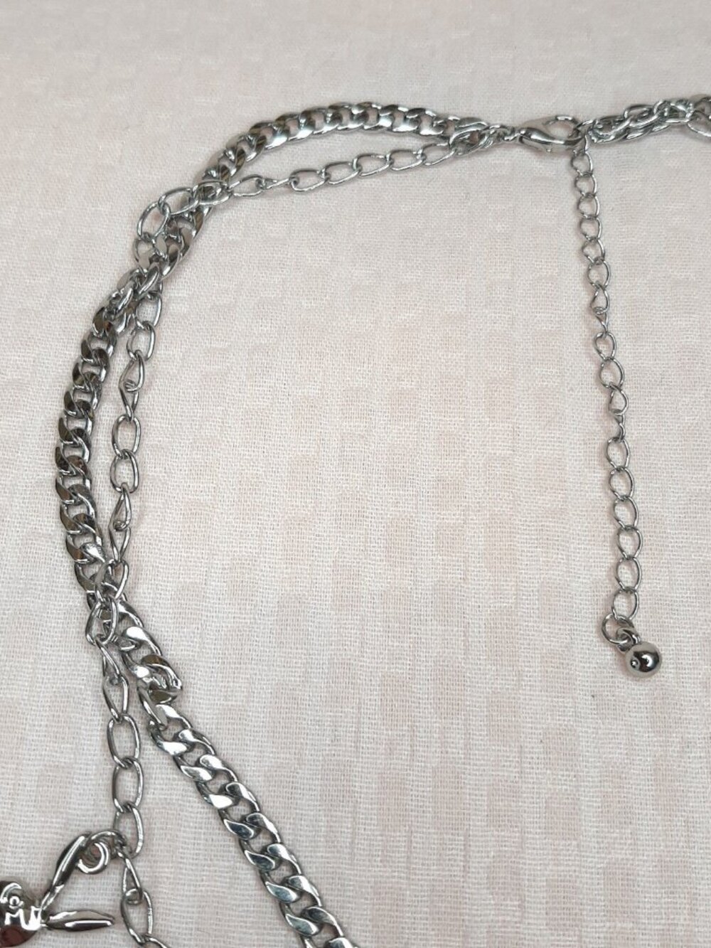 Playboy Bunny Necklace Silver Tone Y2K Layered Chainlink Enamel Rhinestones - Picture 5 of 7